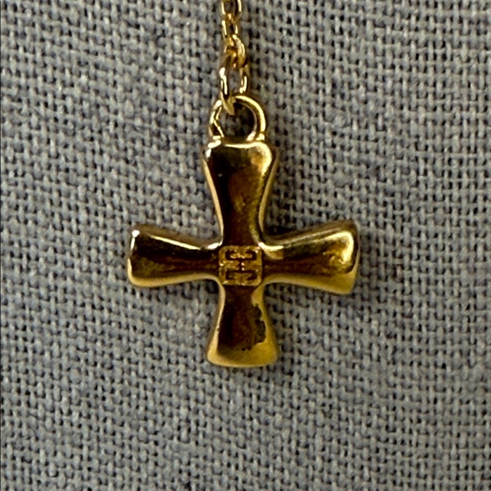 Vintage Givenchy Goldtone Y-Drop Necklace with Cross Pendant - Picture 4 of 6